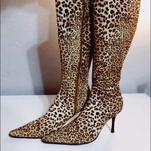 Cheetah print knee high boots